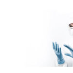 man in biosafety suit