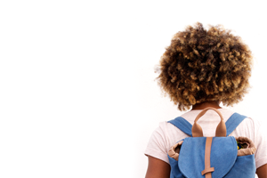 university student with backpack walking back to campus