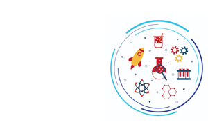 Icon with various scientific symbols