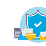 shield with checkmark around research icons