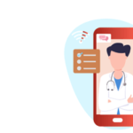 illustration of doctor displayed on smartphone providing telehealth