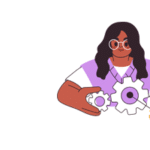 young woman handling cogs