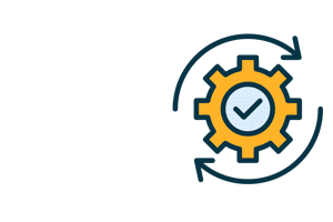 gear with arrow and check mark