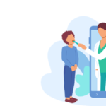 nurse coming out of smartphone to check a student