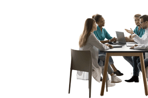 group of health professionals around a table