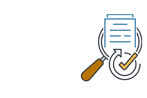 magnifying glass over document with checkmark