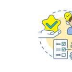 Icon of hand holding checkmark by a patient and clipboard
