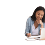 female student studying