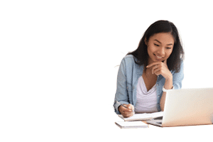 female student studying