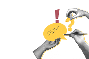 haltone image of hands and idea symbols