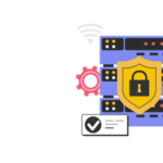 servers with gears and shield with lock on it