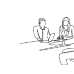 people speaking across a table