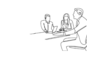 people speaking across a table