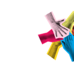 overlapping hands in different colors