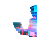 silhouette of person with digital info on him