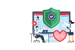 illustration of professionals around data security ops