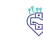 cross on a heart with circuitry