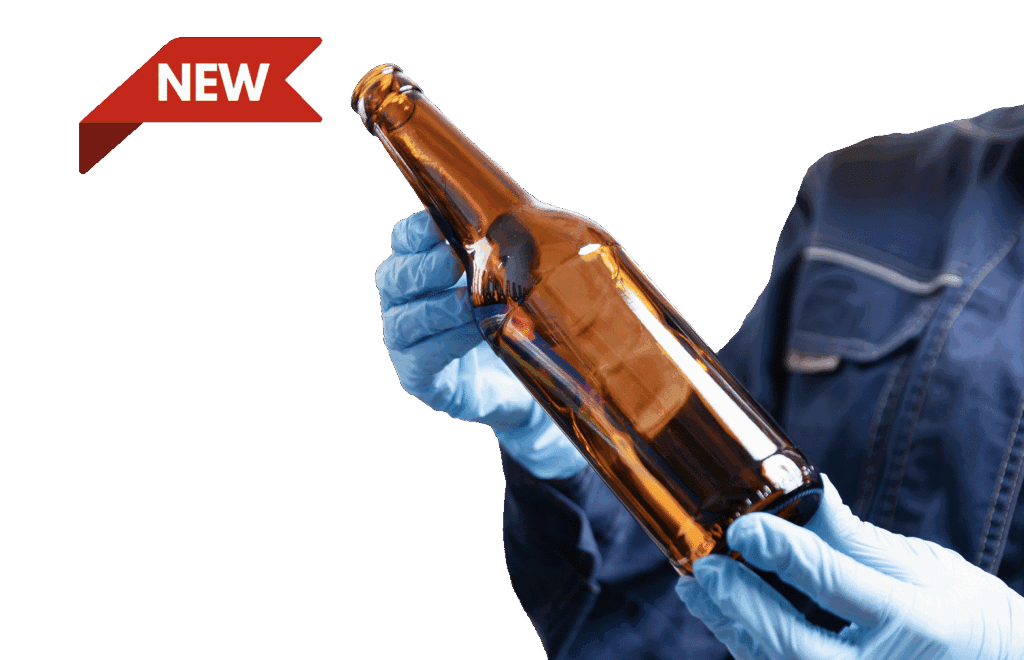 closeup of hands holding a generic empty beer bottle